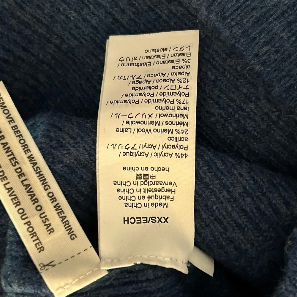 New J. Crew Alpaca & Wool Blend Blue Sweater Button Shoulder Size XXS
